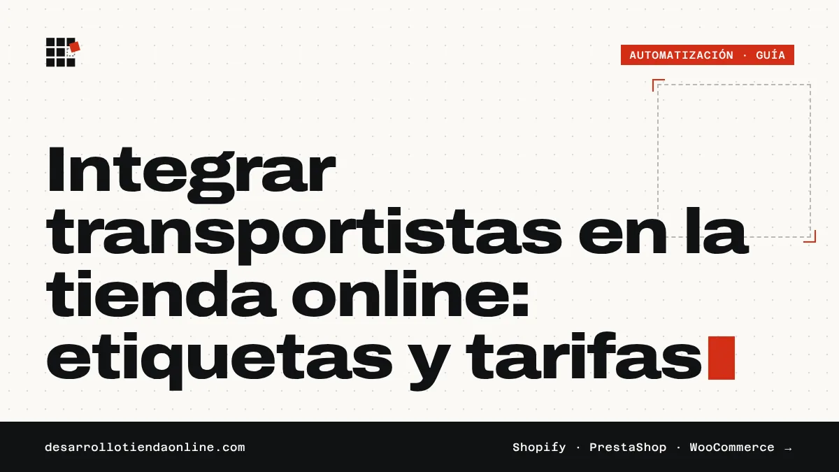 Portada de la guía: Integrar transportistas en la tienda online: etiquetas y tarifas